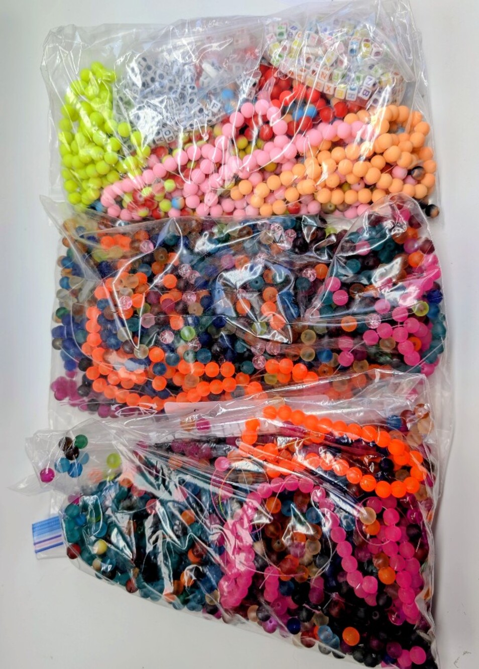 Big Bead Lot For Jewely Making - 8mm Beads In Pink, Lime, Blue, Kids Crafts